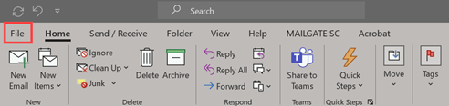 Screenshot - Outlook File tab