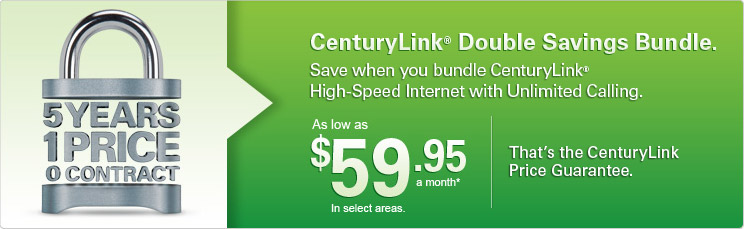 CenturyLink&trade; Double Savings Bundle &ndash; Two incredible services, one low price. As low as $54.95 a month*