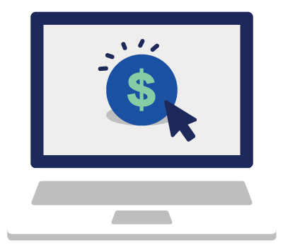 icon of laptop with dollar sign
