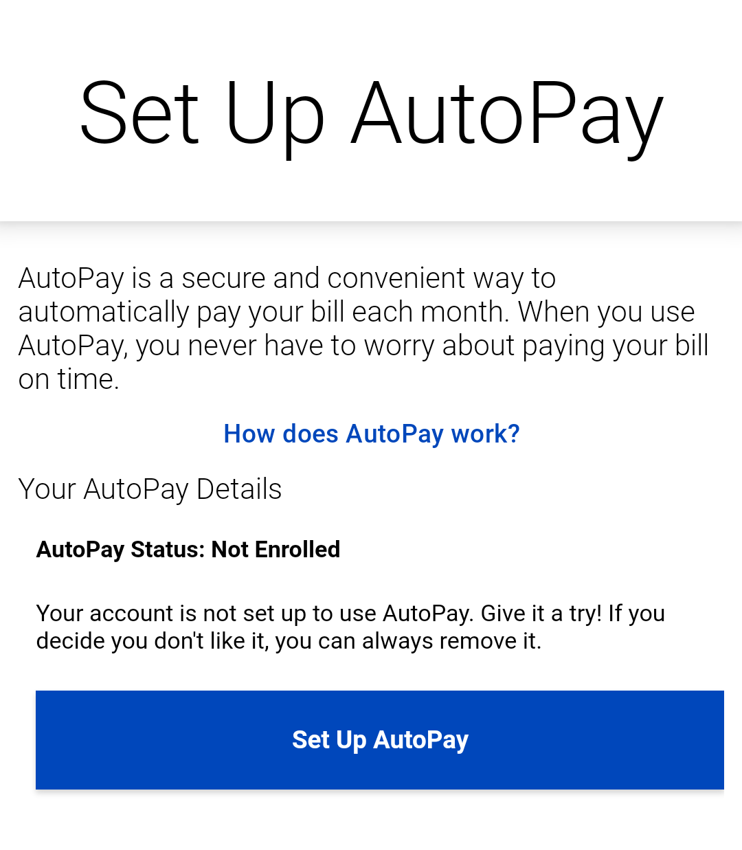 screenshot from app-Set Up AutoPay