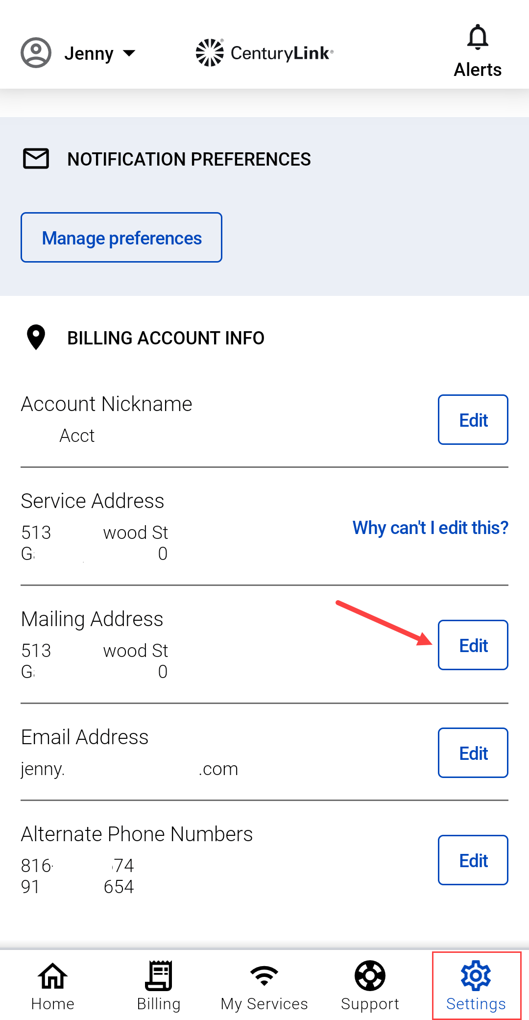 app screenshot-Billing Account Info