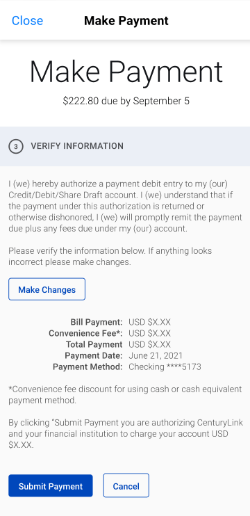  app screenshot of the payment details step 3