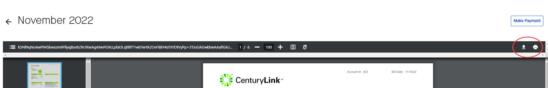 My CenturyLink bill as PDF