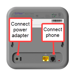 The back of the Air-Line Adapter, showing the power and phone connections