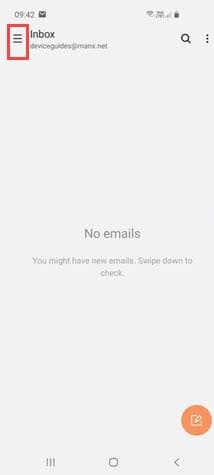 Screenshot - open Email menu