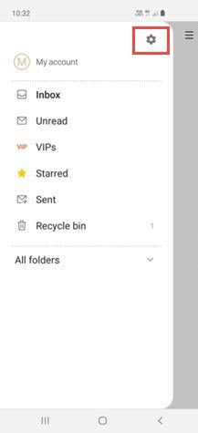 Screenshot - open Email settings