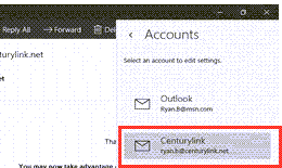 Screenshot - Windows Mail select email account