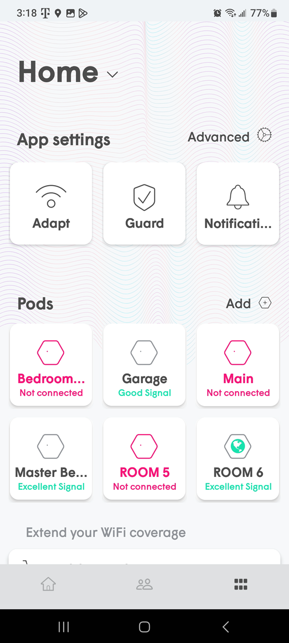 HomePass app screenshot, pods offline