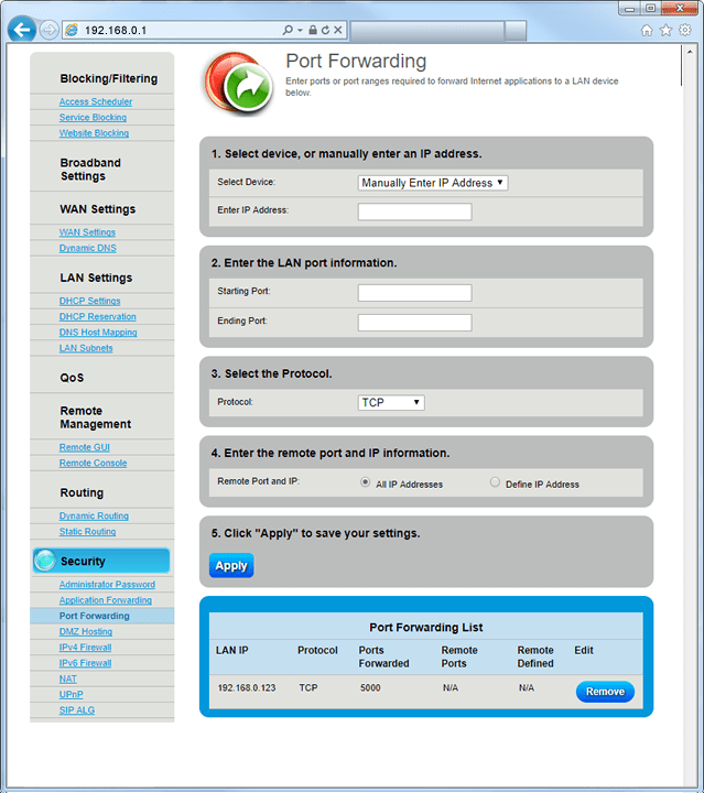 Port Forwarding Step 6