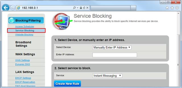 Service Blocking Step 5
