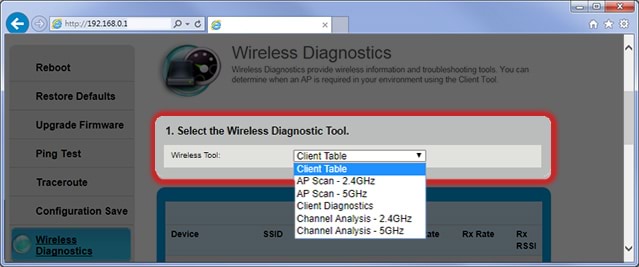 Wireless Diagnostics drop-down menu step 6