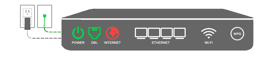 Illustration of modem with red internet light