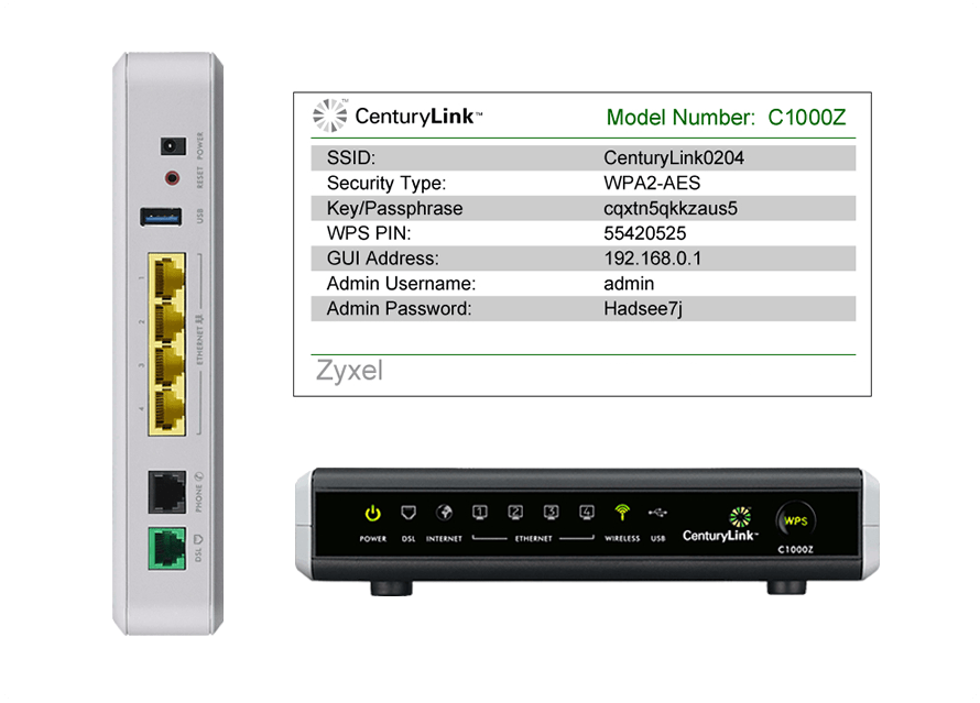 Zyxel C1000Z Modem User Guide CenturyLink