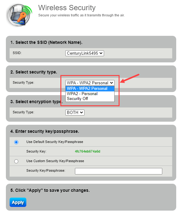 Wireless security - type 1