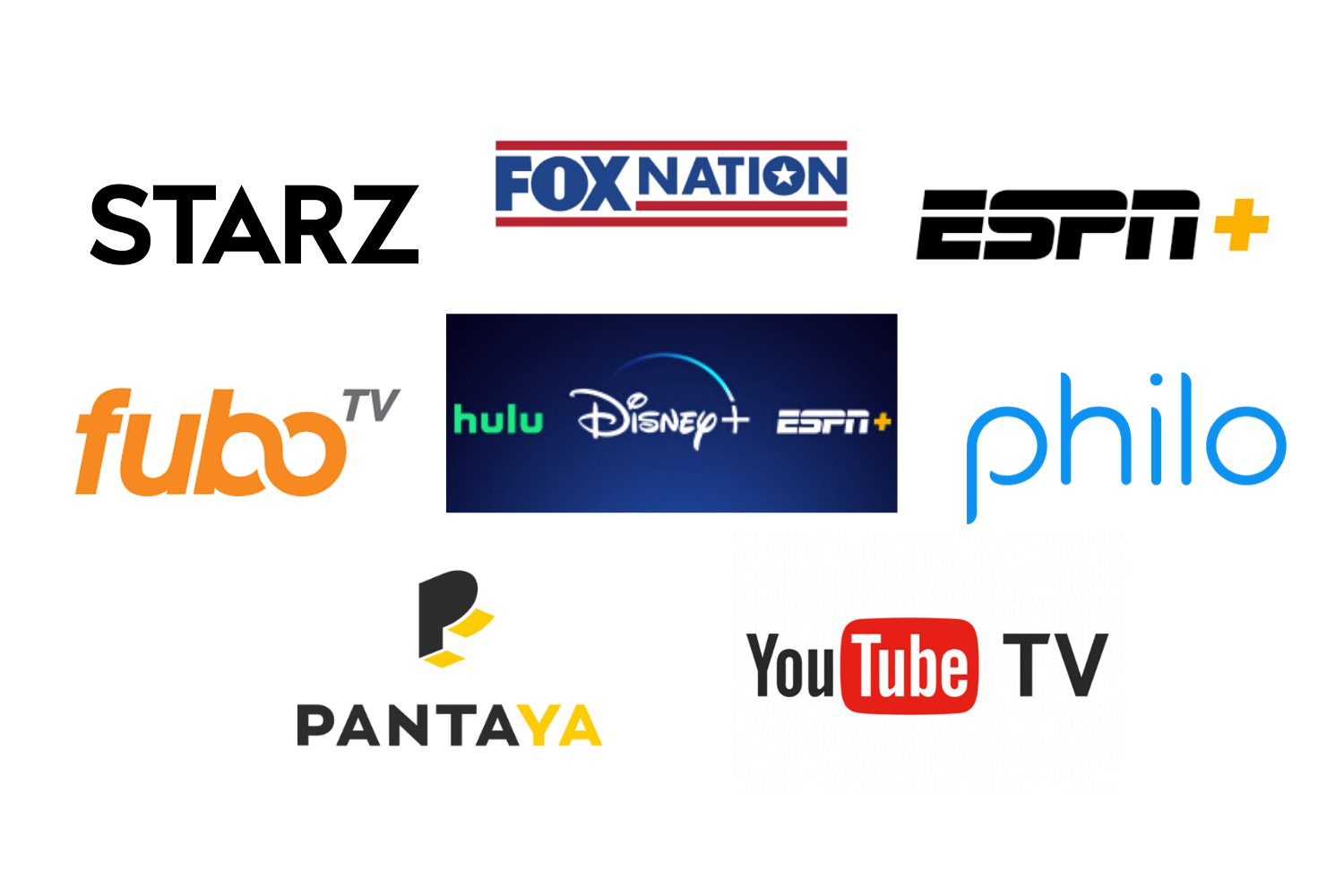 collage of streaming service provider logos