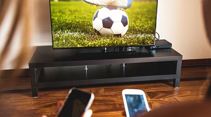 view of TV screen with soccer ball