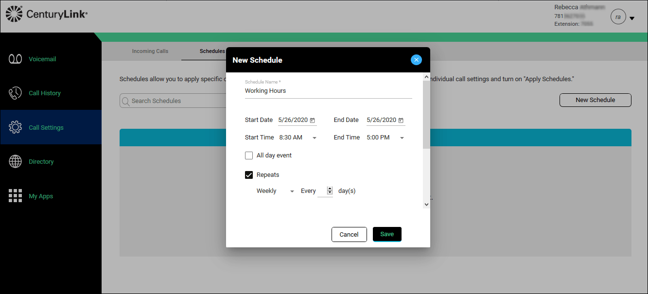 simple-end-user-portal-call-settings-new-schedule