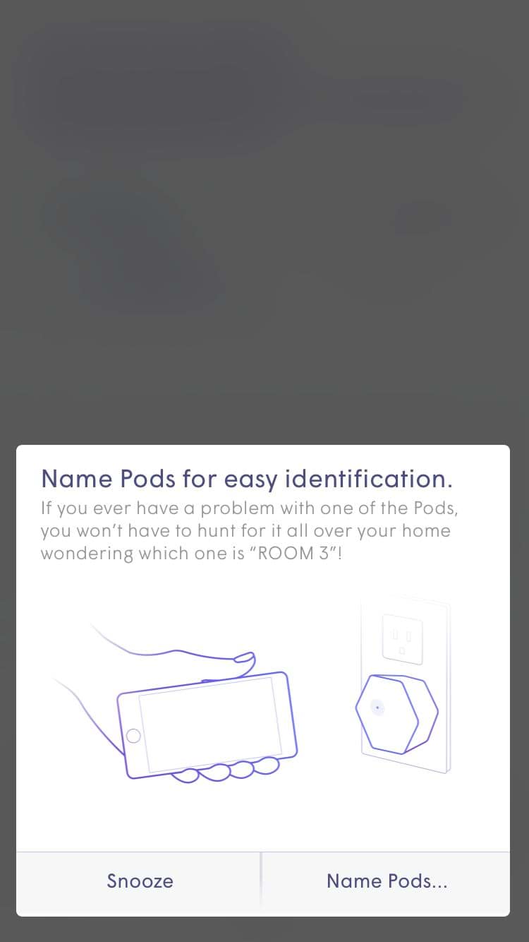 HomePass app, name pod 1 screen