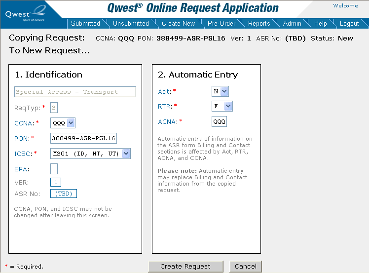 Copying Request Copying Request