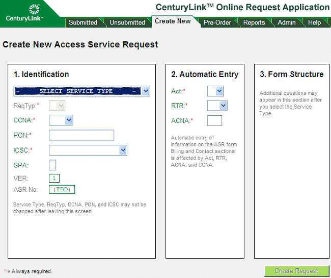 Create New ASR Create New ASR