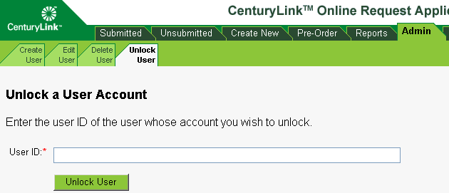 Unlock User Unlock User