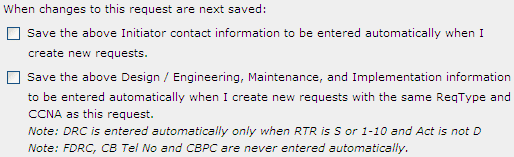 Check boxes at the bottom of the Contact tab